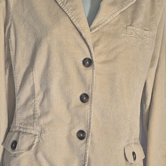 Talbots cream colored stretch Corduroy jacket in size 14/Large - Picture 3 of 16